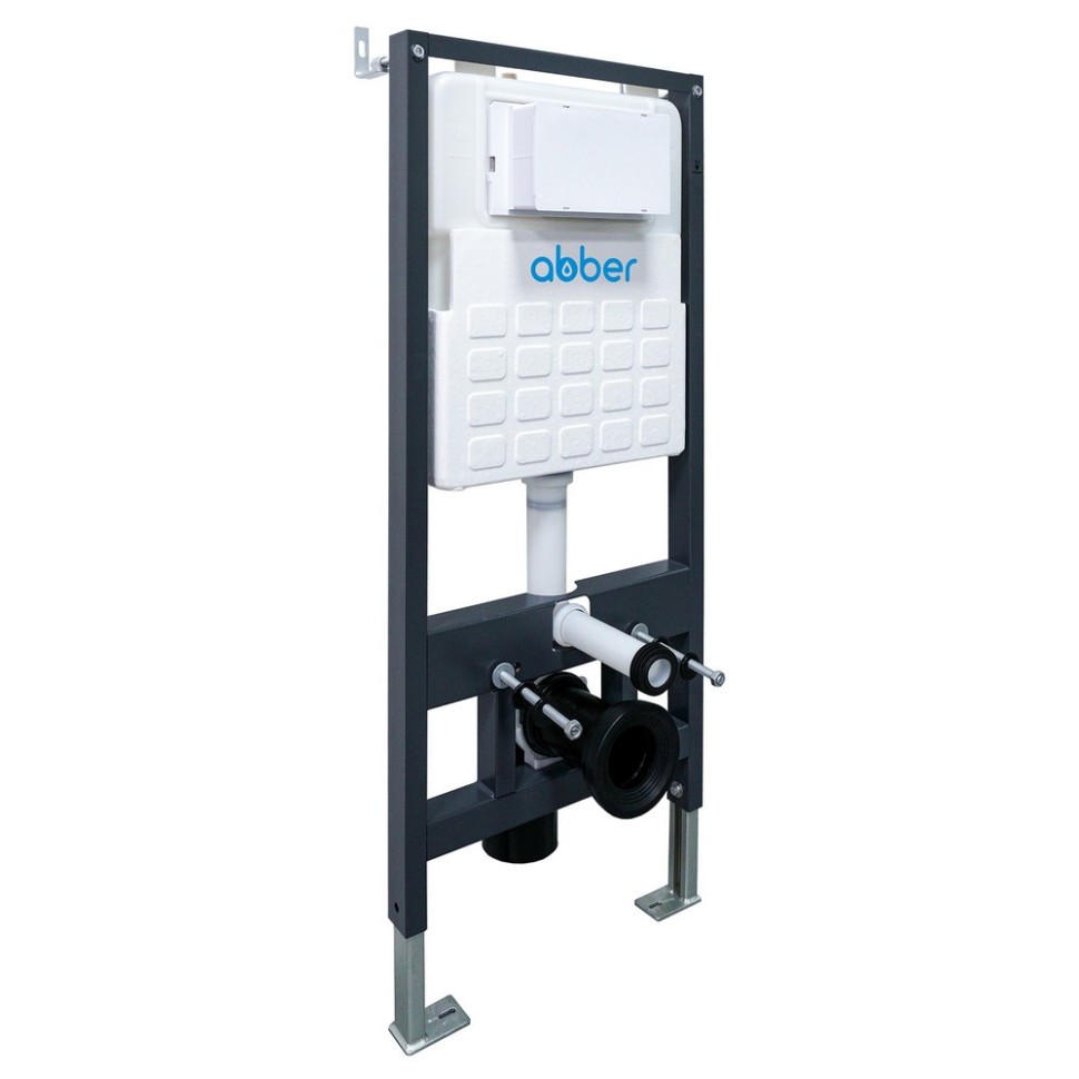 Комплект подвесной унитаз ABBER Rechteck AC1201 белый с инсталляцией AC0105 и кнопкой AC0120NG никель