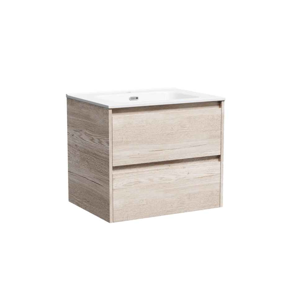 Тумба подвесная SANCOS Libra 590х450х500, c двумя ящиками оснащенными доводчиками, дуб галифакс натуральный, арт. LB60EG
