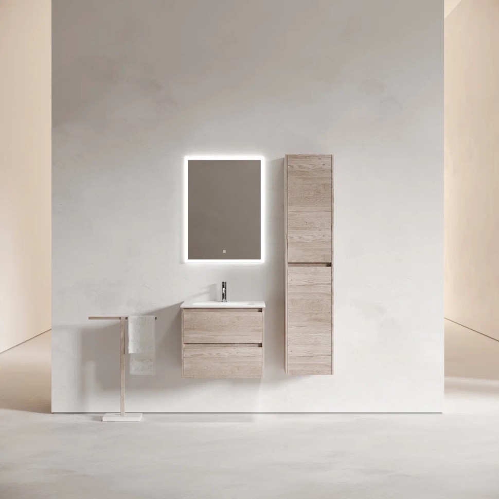 Тумба подвесная SANCOS Libra 590х450х500, c двумя ящиками оснащенными доводчиками, дуб галифакс натуральный, арт. LB60EG