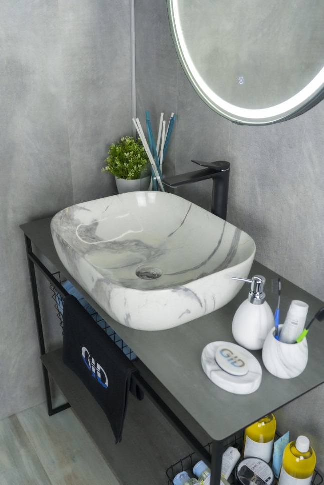 Раковина Gid K397G125 54402 накладная под камень глянцевая 50x40x14