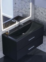 Раковина для ванной кварцевая Uperwood Foster Quartz 100х45,5х17,5 см, черная матовая, космос