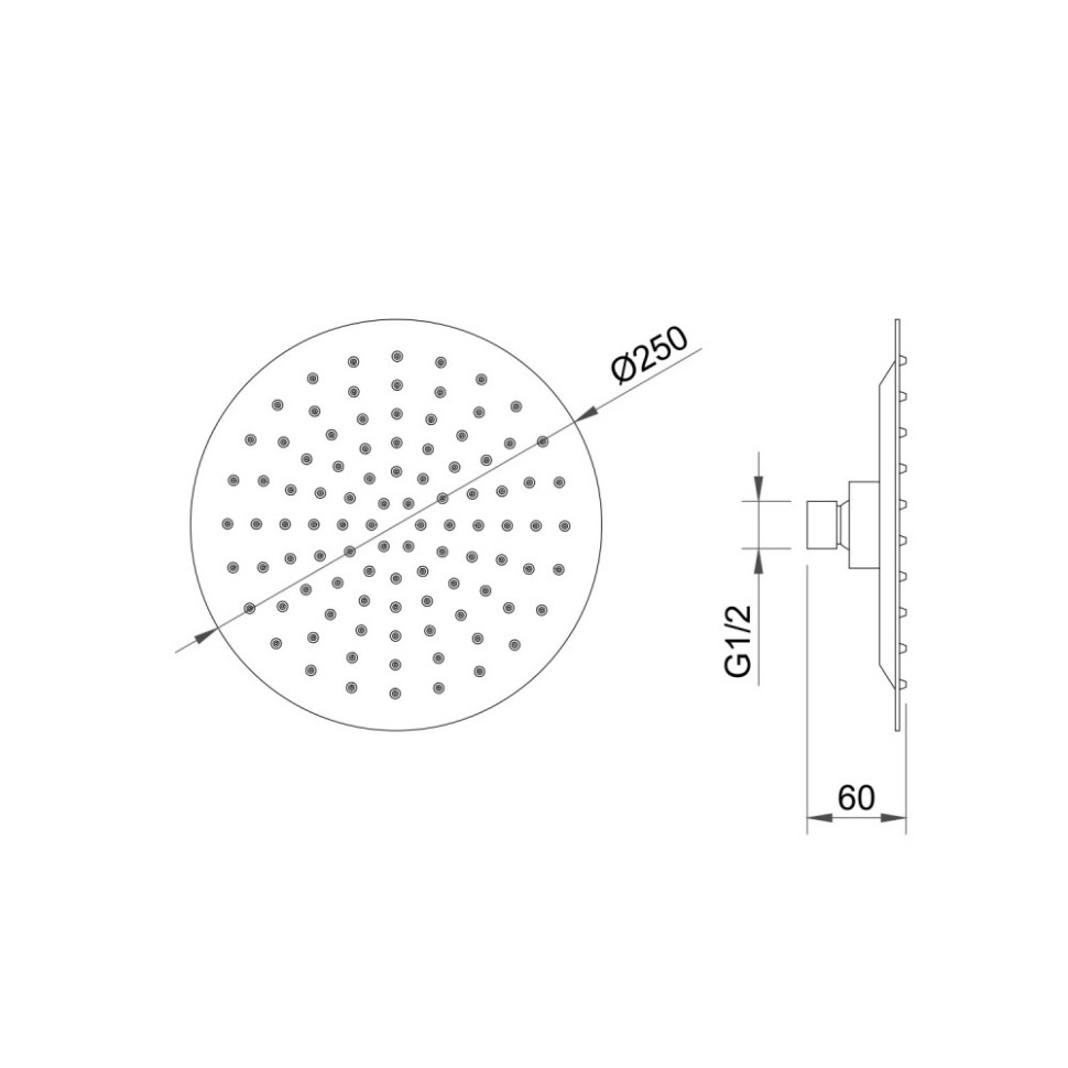 Верхний душ BERGES VENTAS R 25 см, хром