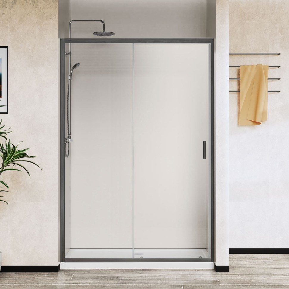 Душевая дверь City VDS-5CT130CLGM, 1300, вороненая сталь, стекло прозрачное