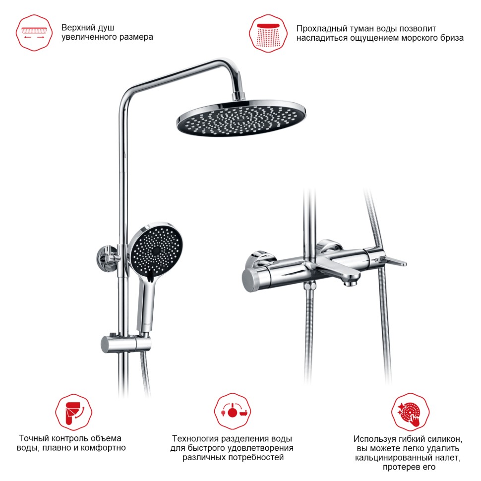 Душевая система Raglo для ванны и душа R32.24 Хром