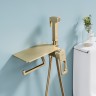 Смеситель Raglo встраиваемый с гигиеническим душем и полкой и бумагодержателем R51.55.03 Сатин золотой