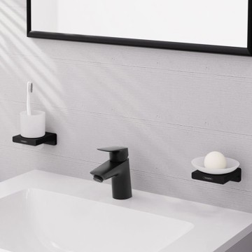 Смеситель Hansgrohe Logis для раковины, 1 отверстие, с донным клапаном Рush-Ореn, цвет: черный матовый 71077670