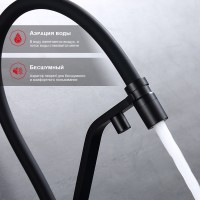 Смеситель Raglo для кухни со съемным гибким изливом, с магнитным фиксатором излива, с подключением фильтра питьевой воды R85.62.06 Черный