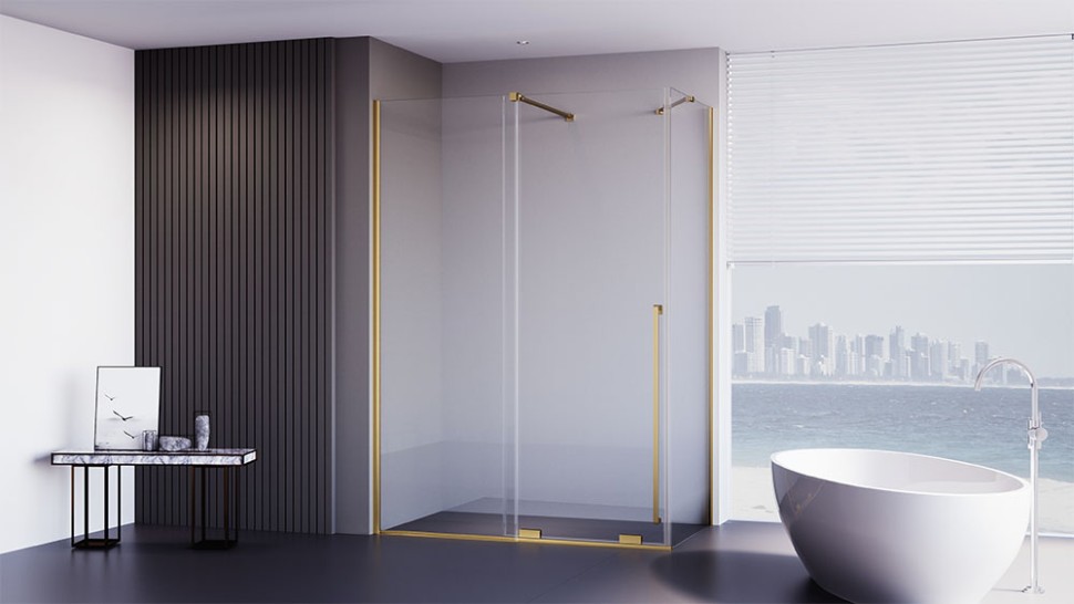 Душевой угол Premium Trento PTC-SP-50G, 1000х900x2000, брашированное золото, стекло прозрачное