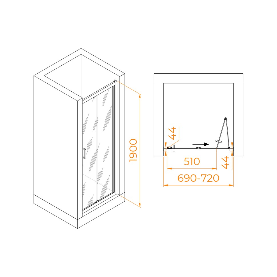 Душевая дверь RGW PA-21 (700)