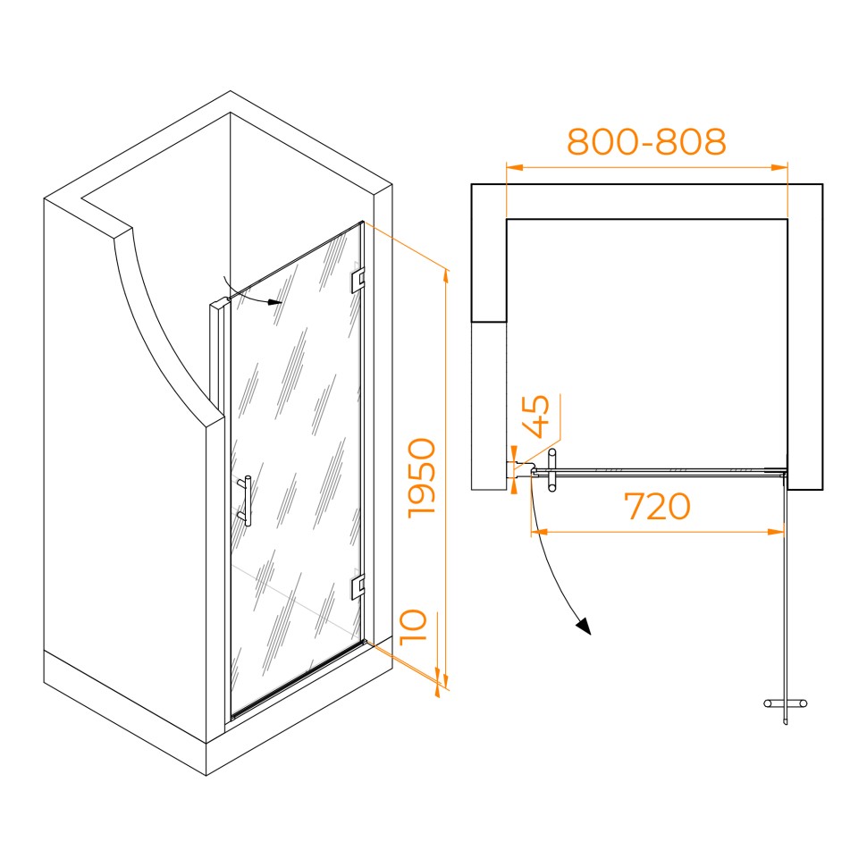 Душевая дверь RGW HO-011 (Прозрачное, 800)