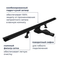 Душевой трап обрезной - SDR-50B - черный (1000)