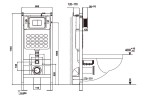 Комплект подвесной унитаз ABBER Rechteck AC1201 белый с инсталляцией AC0105 и кнопкой AC0121 хром