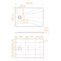Душевой поддон прямоугольный RGW TSS-B Черный (800x1200)