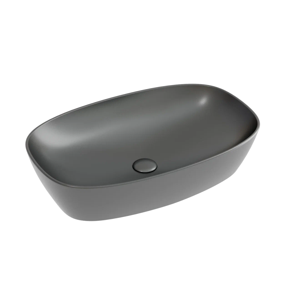 Умывальник чаша накладная овальная (цвет Темный Антрацит Матовый) Element 600x380x138мм