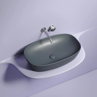 Умывальник чаша накладная овальная (цвет Темный Антрацит Матовый) Element 600x380x138мм