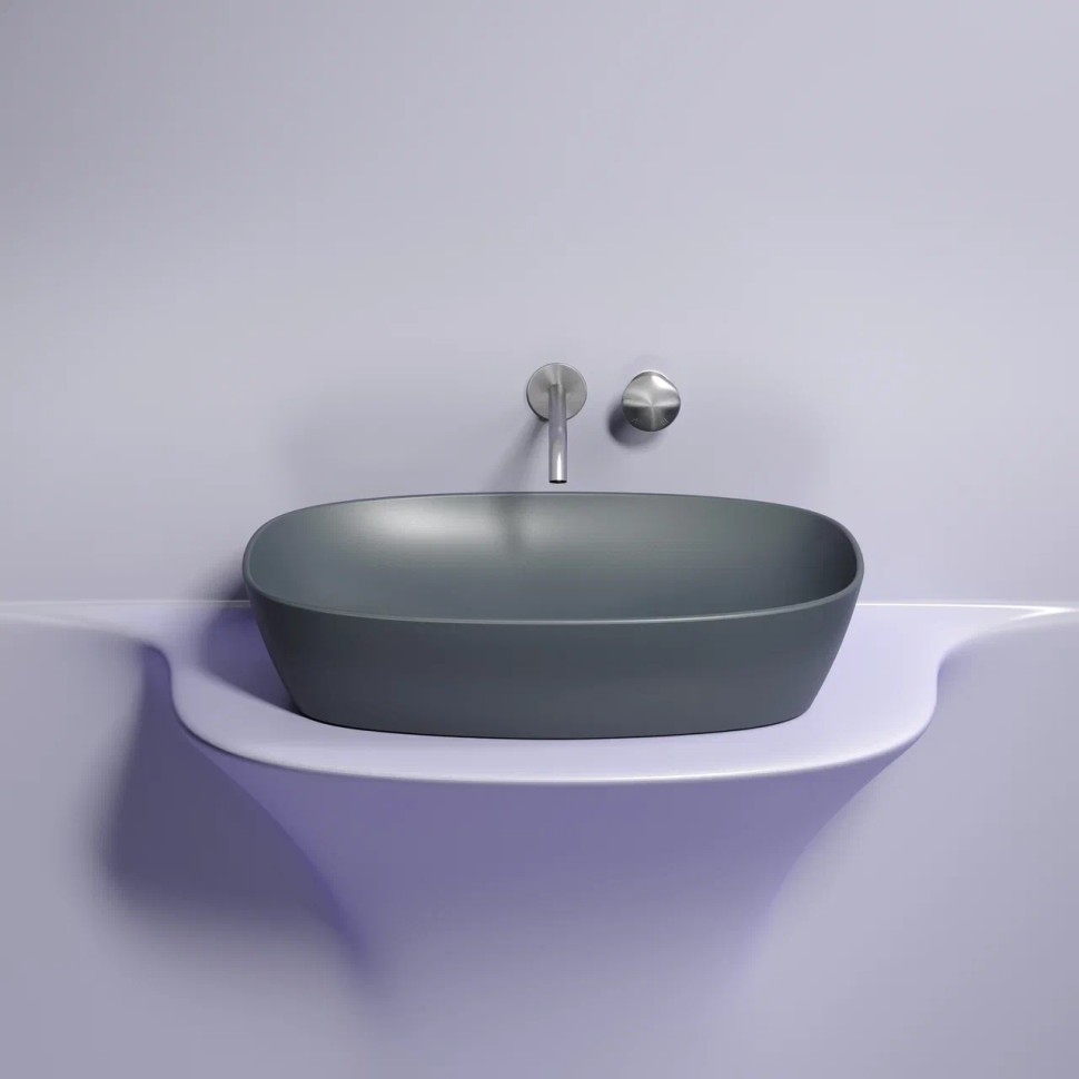Умывальник чаша накладная овальная (цвет Темный Антрацит Матовый) Element 600x380x138мм