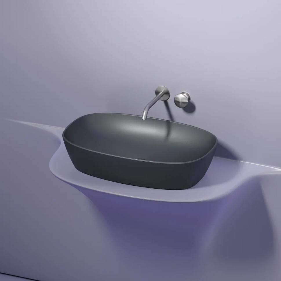 Умывальник чаша накладная овальная (цвет Темный Антрацит Матовый) Element 600x380x138мм