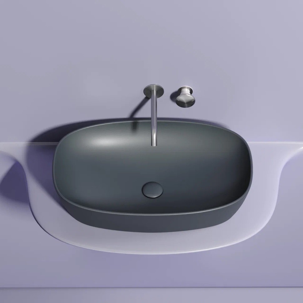 Умывальник чаша накладная овальная (цвет Темный Антрацит Матовый) Element 600x380x138мм