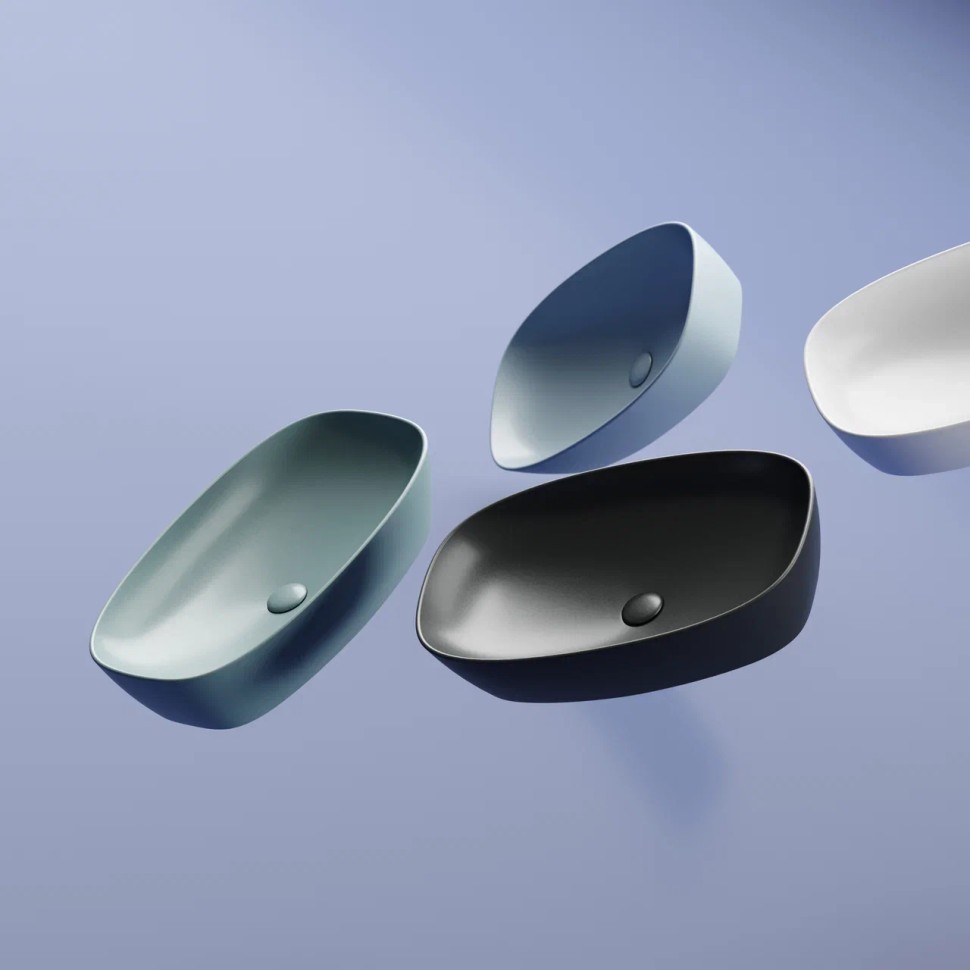 Умывальник чаша накладная овальная (цвет Темный Антрацит Матовый) Element 600x380x138мм