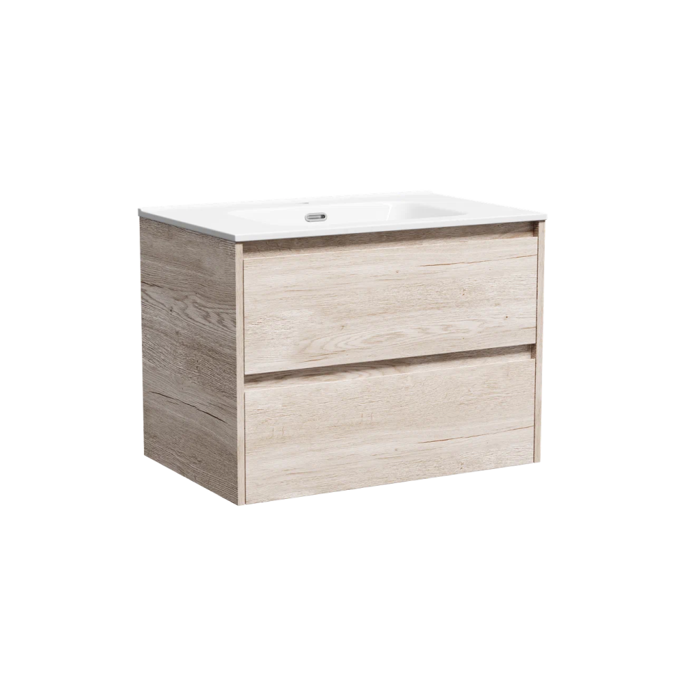 Тумба подвесная SANCOS Libra 690х450х500, c двумя ящиками оснащенными доводчиками, дуб галифакс натуральный, арт. LB70EG