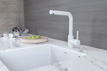 Смеситель для кухни KASSEL, белый матовый, Ka214311-WH, Paulmark