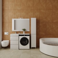 Тумба напольная STYLELINE "Даллас 110" (3 ящ.) Люкс белая, PLUS с раковиной ESTETUS Даллас 1100*480 левый
