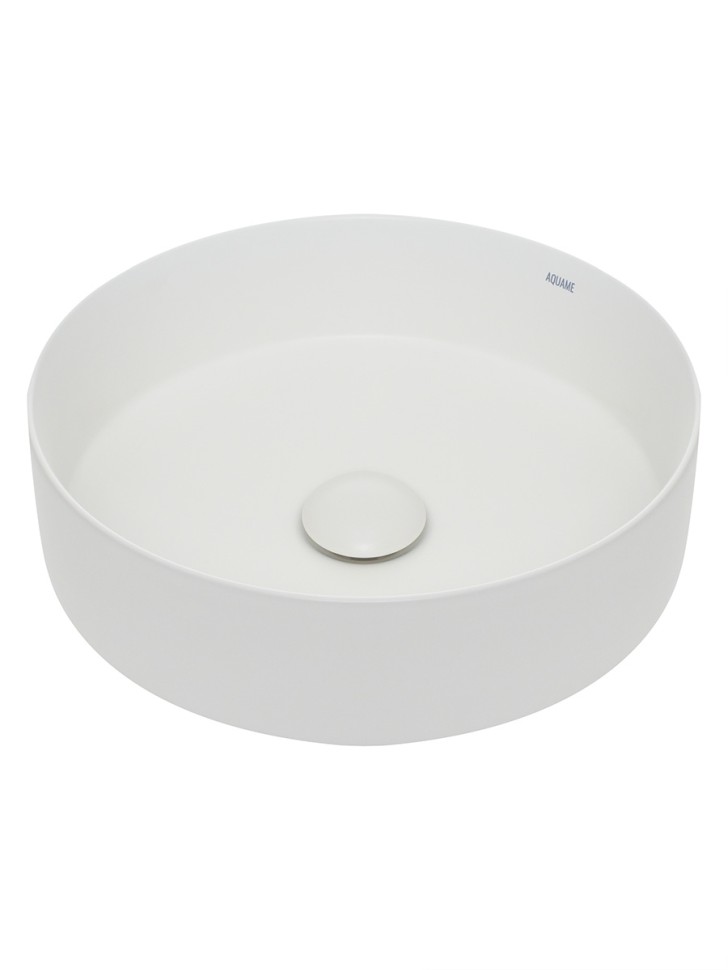 AQM5012 Раковина накладная круглая, цвет белый матовый. 355x355x120