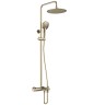 AQM8008GG Душ. сист. с терм. и изливом, O250, лейка 3 реж, высота 1100-1500мм, Glossy gold