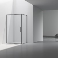 Душевой уголок Slim 8mm VSR-4SLP9012CLGM, 1200*900, вороненая сталь, стекло прозрачное