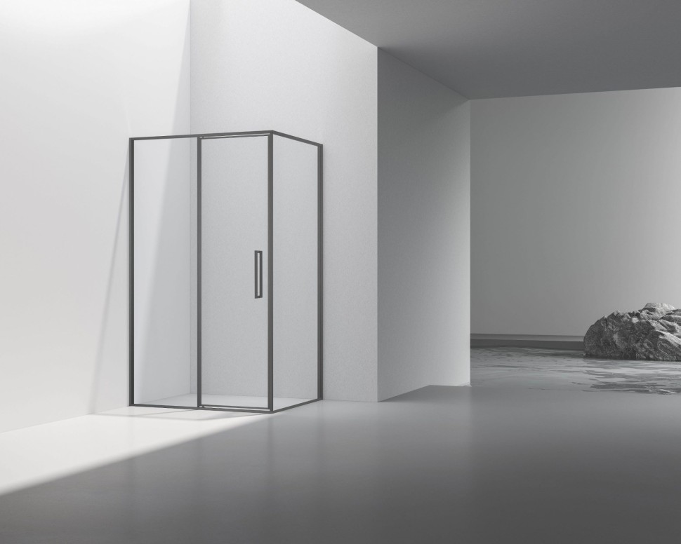 Душевой уголок Slim 8mm VSR-4SLP9012CLGM, 1200*900, вороненая сталь, стекло прозрачное