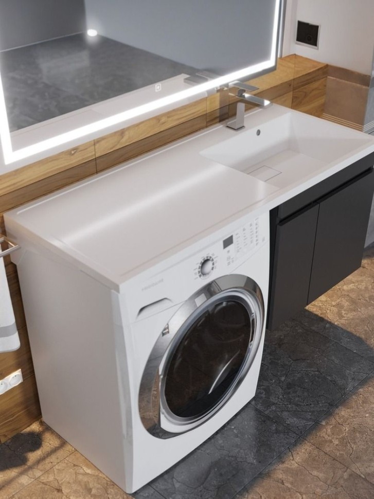 Тумба под стиральную машину подвесная Uperwood Magenta 45х50х55 см, черная, с дверцами