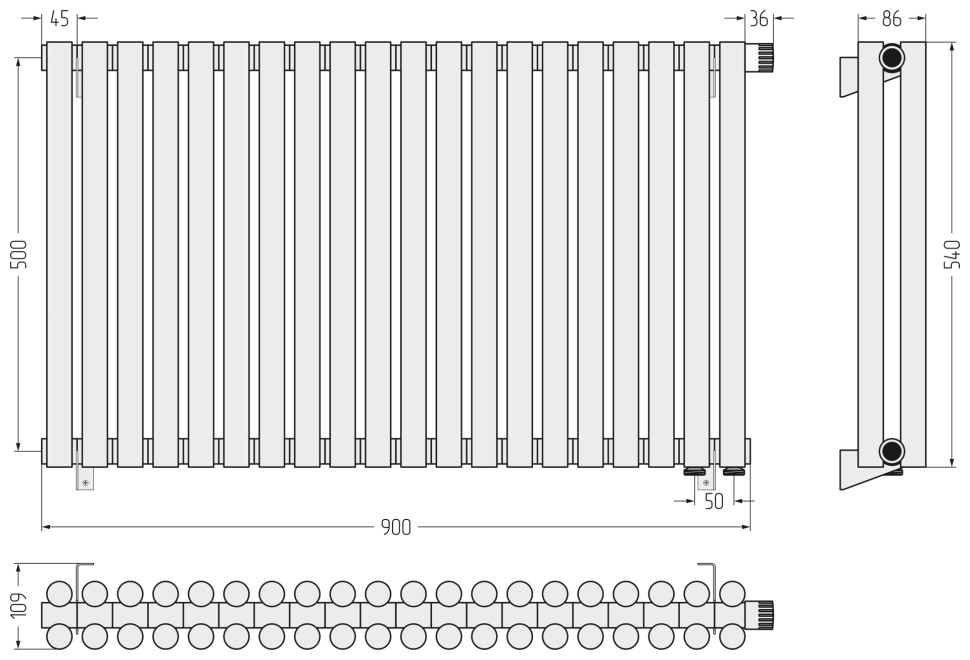 Эстет-11 EU50 500х900 20 секций