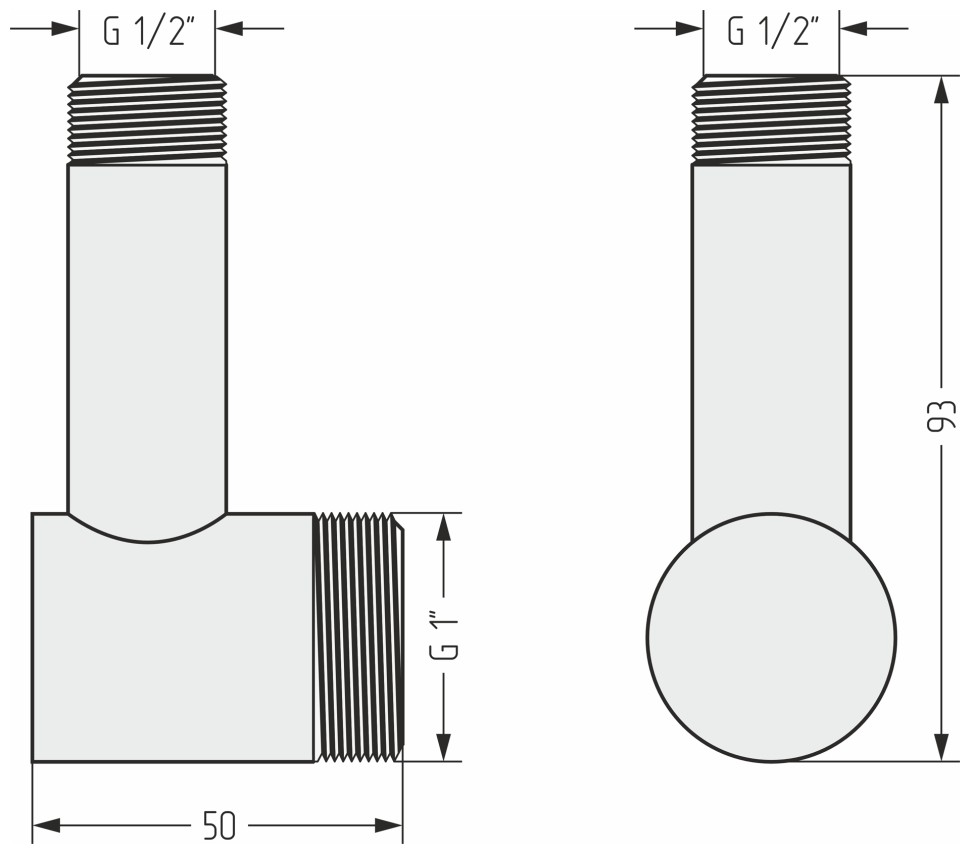 Уголок переходной (G 1" НР х G 1/2" НР)
