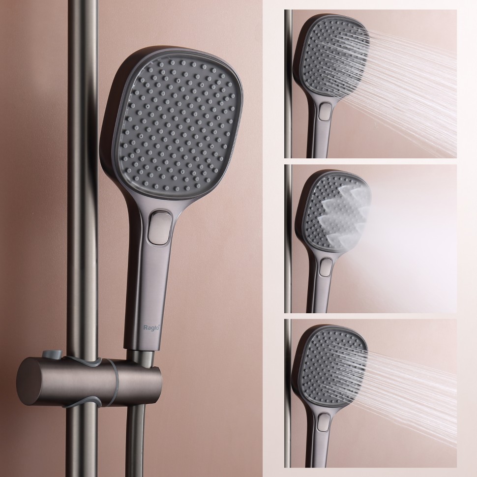 Душевая система Raglo с термостатом для ванны R22.26.09 Графит