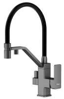 Смеситель Raglo для кухни со съемным гибким изливом, с магнитным фиксатором излива, с подключением фильтра питьевой воды R85.62.09 Графит