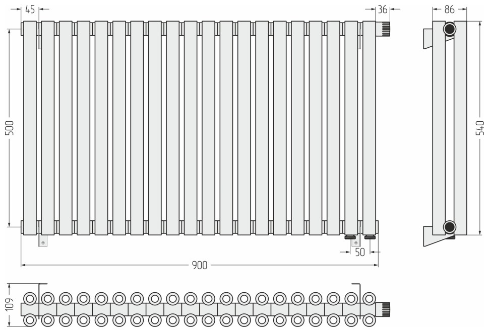 Эстет-00 EU50 500х900 20 секций