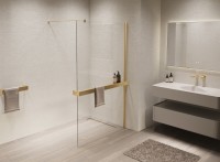 Душевая перегородка Walk-In VSW-1HR100CLG, 1000*2000, матовый золотой, стекло прозрачное