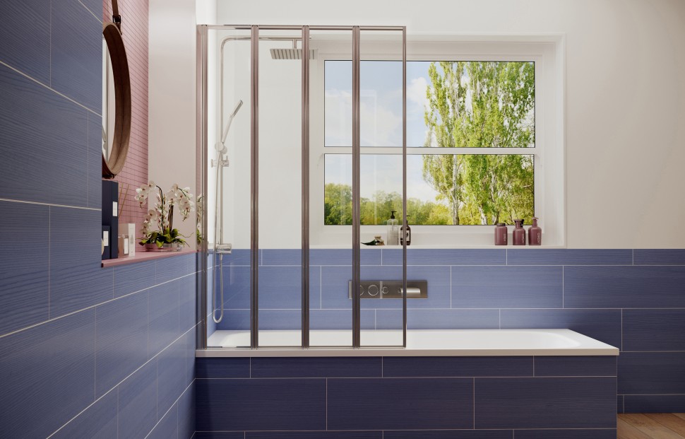 Шторка для ванны Ambassador Bath Screens 16041111L (100х140) хром,стекло прозрачное,складная,1 место