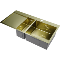 Кухонная мойка Omoikiri Akisame 100-2-R-LG нерж. сталь/светлое золото