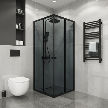 Душевое ограждение Niagara Eco NG-1009-14QT (90х90х190) квадрат,раздвижное,черный,стекло тонированное,1 место