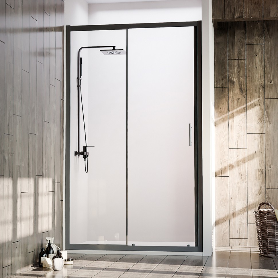 Душевая дверь Veconi Vianno VN-72B, 1100x1900, черный, стекло прозрачное