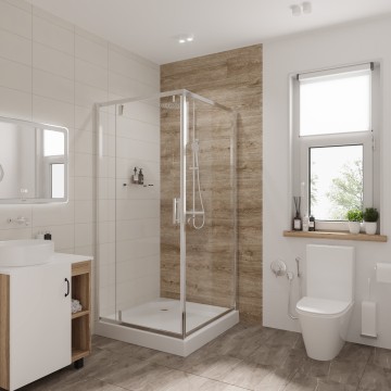 Душевое ограждение Niagara Nova NG-6602-08 (100х100х195) квадрат,хром,дверь распашная,стекло прозрачное,1 место