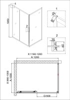 Душевое ограждение Niagara Nova NG-42-12AG-A100G (120х100х195) прямоугольник,золото,двери раздвижные,стекло прозрачное,2 места