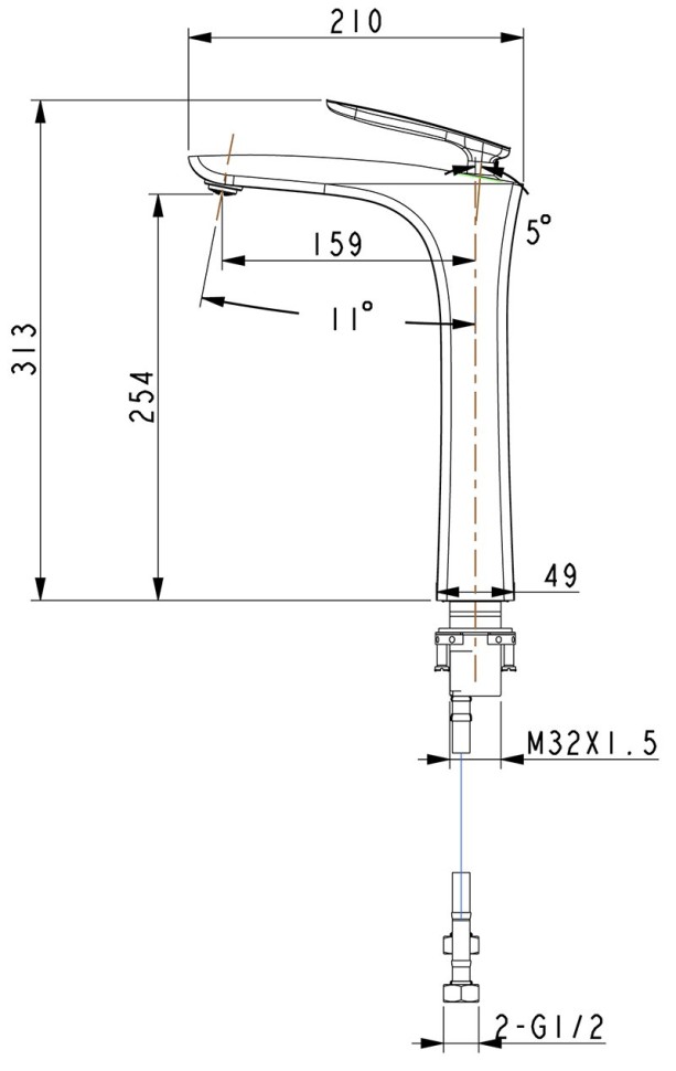 Смеситель для раковины-чаши Timo Helmi 4011/03F черный
