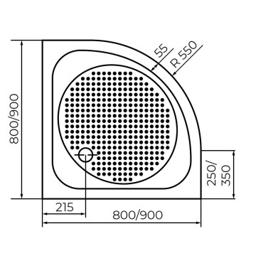 Душевой поддон полукруглый RGW LUX/TN-P (900x900)