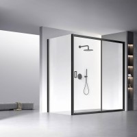 Боковая панель Veconi KP-13B, 800х1950 , черный, стекло прозрачное