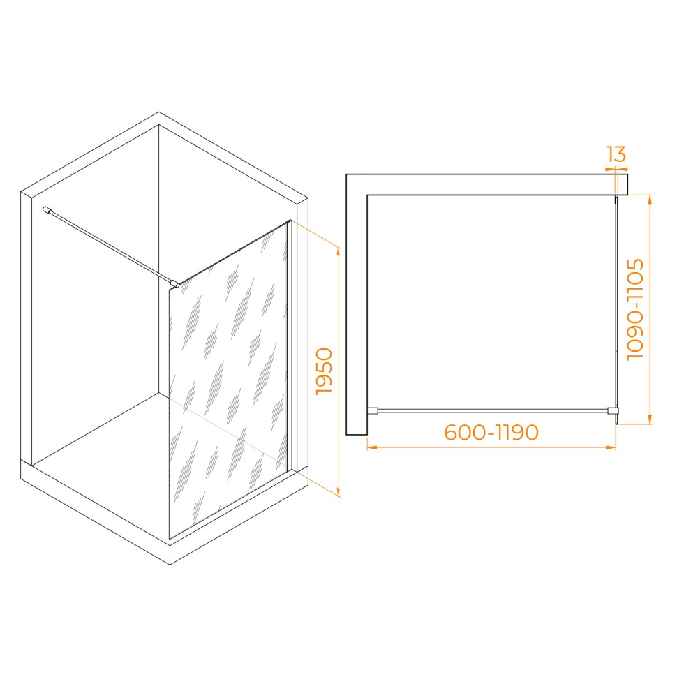 Душевая перегородка RGW WA-010 (Прозрачное, 1100)