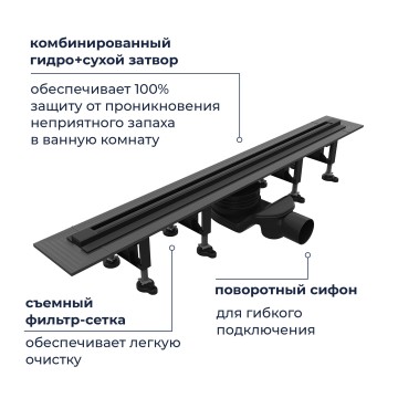 Душевой трап, обрезной RGW SDR-55B (800)
