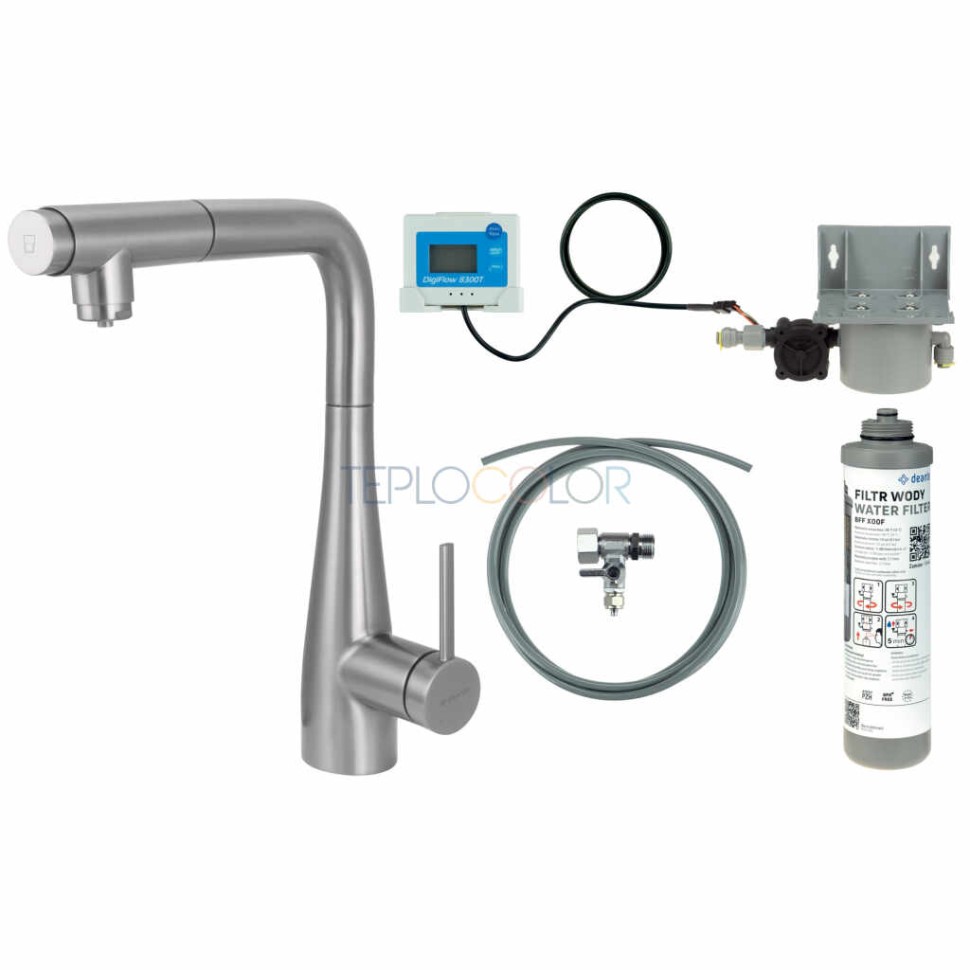Смеситель для кухни, с комплектом фильтрации воды, с выдвижным изливом