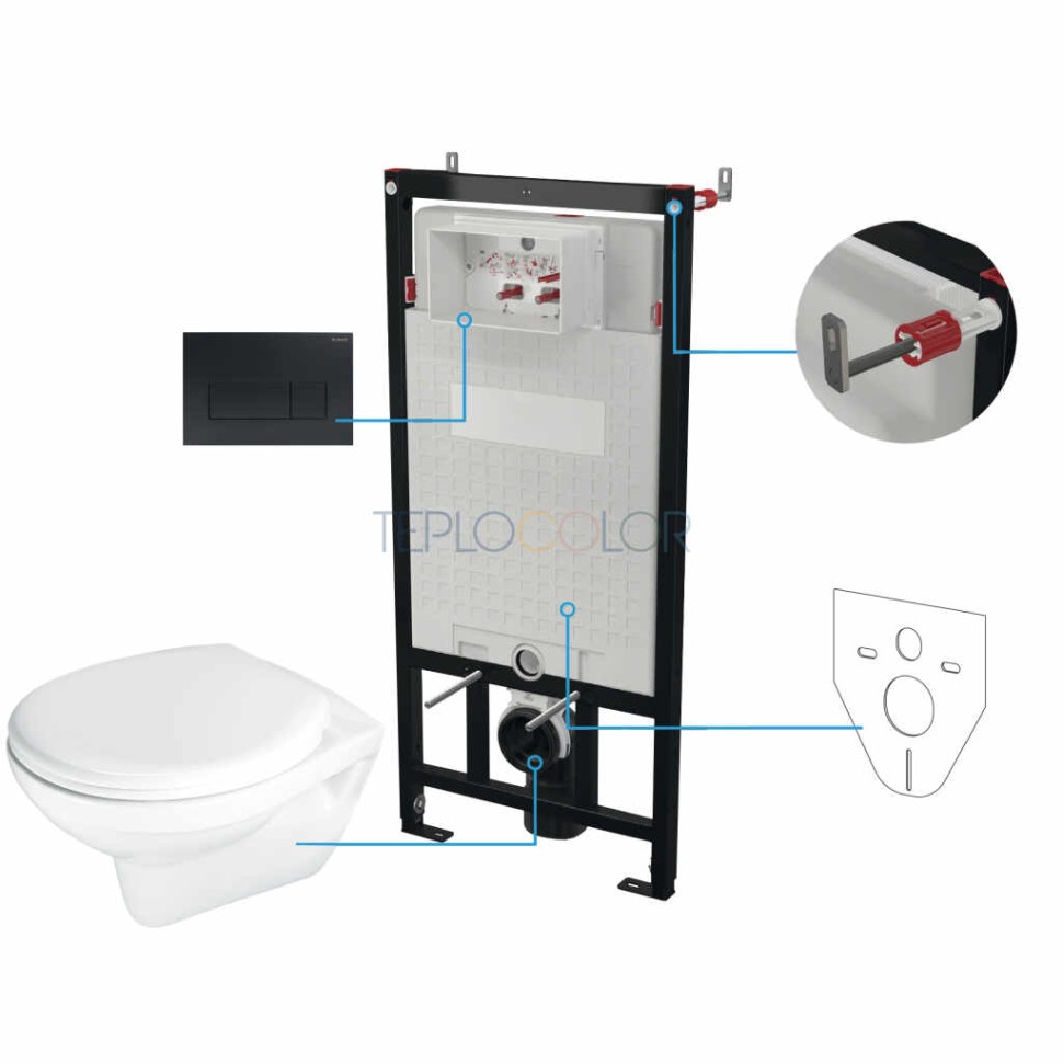 Унитаз с сиденьем, скрытого монтажа, 6 в 1